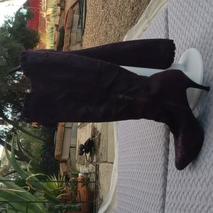 Purple paisley stiletto boots